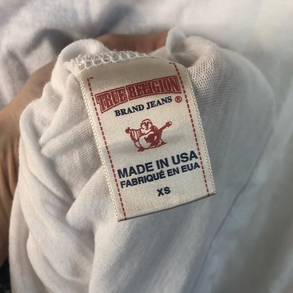 𝅺true Religion White World Tour ‘56 Deep V Neck Skull Tee - Picture 6 of 7